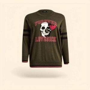 TORRID LOVESICK Plus Size Warm Crew Neck Skull Heart Graphic Sweater 3X